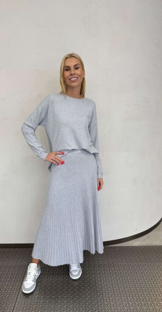 Maxi megztas sijonas Light Grey